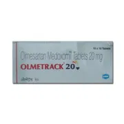 Olmetrack 20 Tablet Box/Carton showing the Front face.