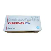 Olmetrack 20 Tablet Box/Carton showing the Front face.