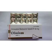 Olmin 40 Tablet Box/Carton + Blister Pack showing the Front face.