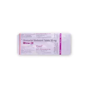 Olmo 20 Mg Tablet Blister Pack showing the Back face