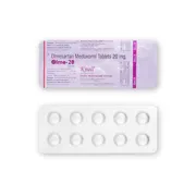 Olmo 20 Mg Tablet Blister Pack showing the Front/Back face