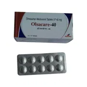 Olsacare 40 Tablet Box/Carton + Blister Pack showing the Front face.