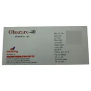 Olsacare 40 Tablet Box/Carton showing the Back face.