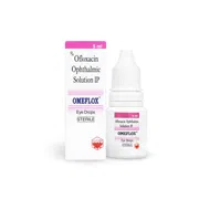 Omeflox 5 ml Eye Drops Bottle + Box Showing the Front face