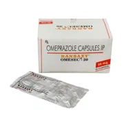 Omesec 20 Mg Box/Carton + Blister Pack showing the Front face.