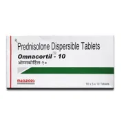 Omnacortil 10 Mg Tablet Box/Carton showing the Front face.