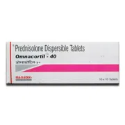 Omnacortil 40 Mg Tablet Box/Carton showing the Front face.