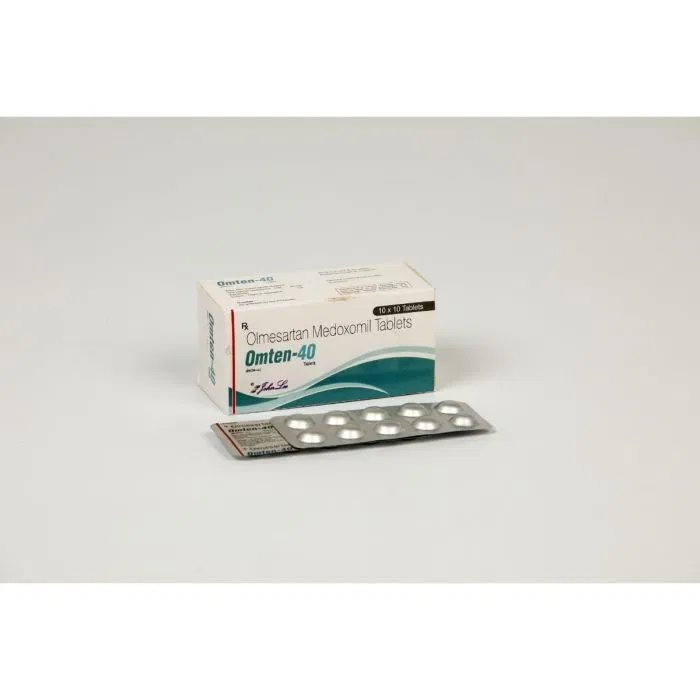 Omten 40 Mg Tablet Box/Carton + Blister Pack showing the Front face.