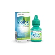 Optive Fusion 10 ml Box + Eye Drops Bottle Showing the Front face