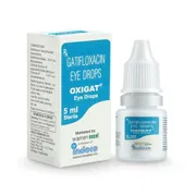 Oxigat 5 ml Box/Carton + Eye Drops Bottle showing the Front face.