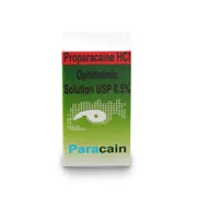 Paracain 5 ml eye drop Box/Carton showing the Front face.
