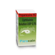 Paracain 5 ml eye drop Box/Carton showing the Front face.