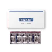 Parkitidin Tablet Box/Carton + Blister Pack showing the Front face.
