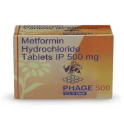 Phage 500 Mg Tablet Box/Carton showing the Front face.