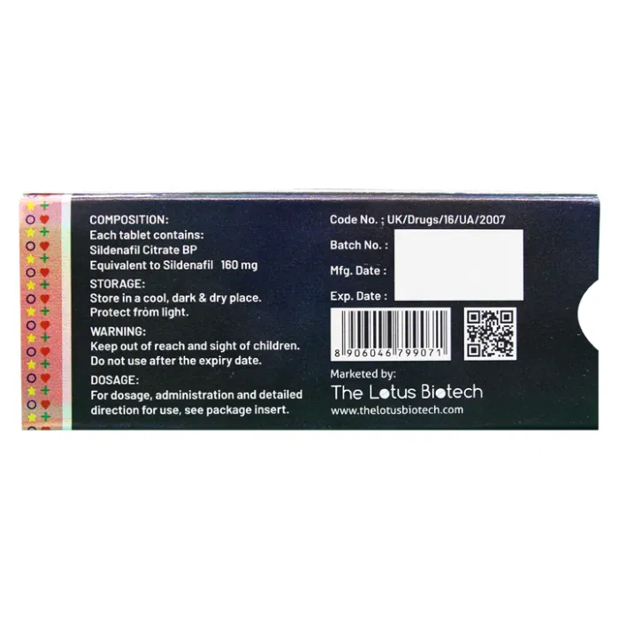 Phallus Power 160 Mg Box/Carton showing the Back face.