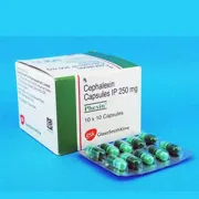 Phexin 250 Mg Box/Carton + Blister Pack showing the Front face.