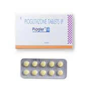 Piomore 15 Mg Tablet Box/Carton + Blister Pack showing the Front face.