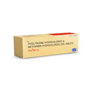 Pioz MF 15 Mg Tablet SR Box/Carton showing the Front face.