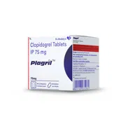 Plagril 75 Tablet Box/Carton showing the Front face.
