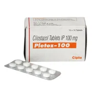 Pletoz 100 Mg Box/Carton + Blister Pack showing the Front face.