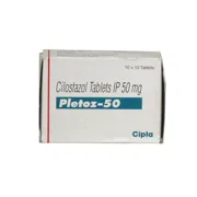Pletoz 50 Mg Box/Carton showing the Front face.