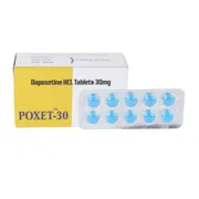 Poxet 30 Mg Box/Carton + Blister Pack showing the Front face.