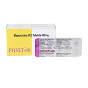 Poxet 60 Mg Box/Carton + Blister Pack showing the Front face.