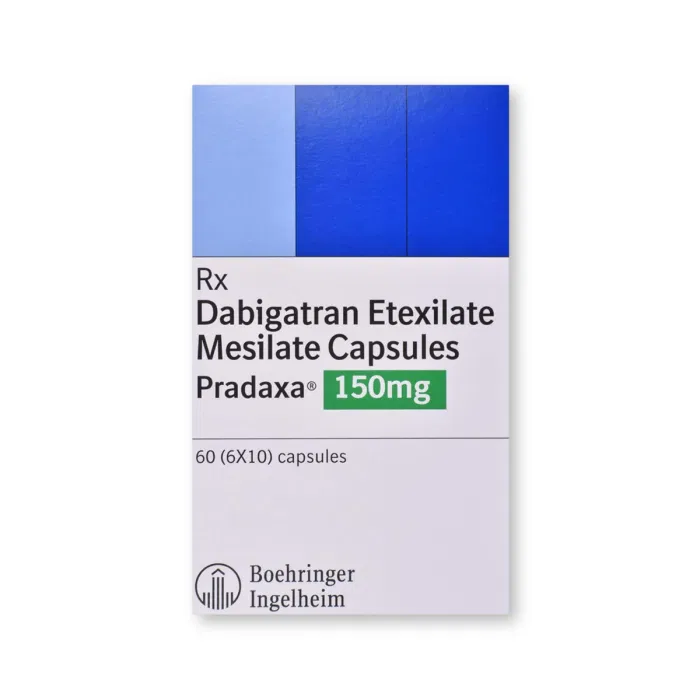 Pradaxa 150 Mg Capsule Box/Carton showing the Front face.