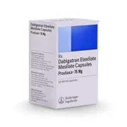 Pradaxa 75 Mg Capsule Box/Carton showing the Front face.