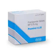 Pramirol 0.25 Tablet Box/Carton showing the Front face.
