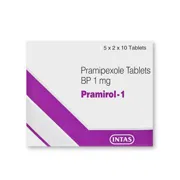 Pramirol 1 Mg Tablet Box/Carton showing the Front face.
