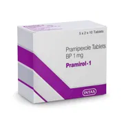 Pramirol 1 Mg Tablet Box/Carton showing the Front face.