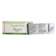Prasita 10 Mg Box/Carton + Blister Pack showing the Front face.