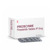 Proscare 5 Mg Tablet Box/Carton + Blister Pack showing the Front face.