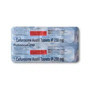 Pulmocef 250 Tablet Blister Pack showing the Front face.