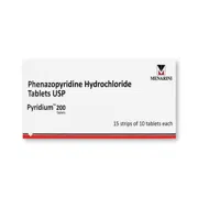 Pyridium 200 Mg Tablet Box/Carton showing the Front face.