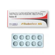 Rabeloc 40 Tablet Box/Carton + Blister Pack showing the Front face.