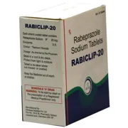 Rabiclip 20 Mg Tablet Box/Carton showing the Front face.