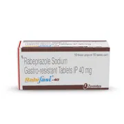 Rabifast 40 Tablet Box/Carton + Blister Pack showing the Front face.