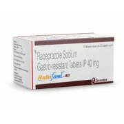 Rabifast 40 Tablet Box/Carton + Blister Pack showing the Front face.