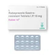 Rablet 10 Tablet Box/Carton + Blister Pack showing the Front face.