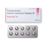 Rabonik 40 Tablet Box/Carton + Blister Pack showing the Front face.