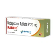 Rabtic 20 Mg Tablet Box/Carton showing the Front face.