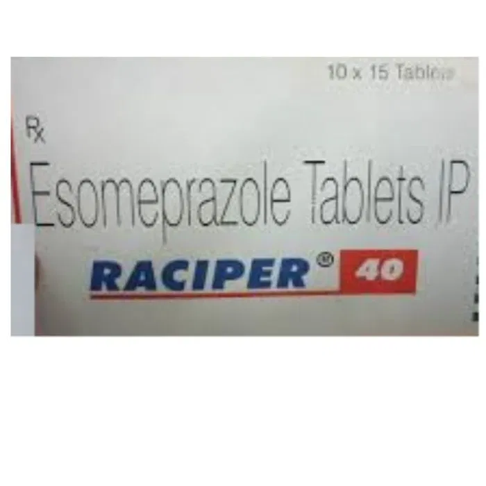 Raciper 40 Mg Tablet Box/Carton showing the Front face.