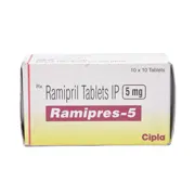 Ramipres 5 Mg Box/Carton showing the Front face.