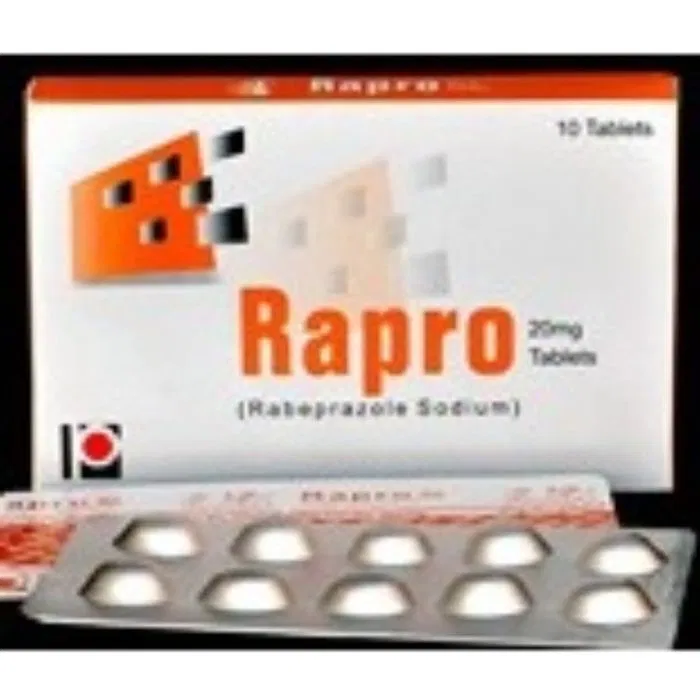 Rapro Tablet Box/Carton + Blister Pack showing the Front face.