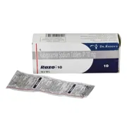 Razo 10 Mg Box/Carton + Blister Pack showing the Front face.