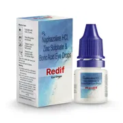 Redif 10 ml Box/Carton + Eye Drops Bottle showing the Front face.