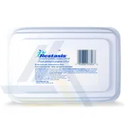 Restasis 0.05% Ophthalmic Emulsion 0.4ml Box/Carton showing the Back face.