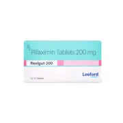 Rexigut 200 Mg Tablet Box/Carton showing the Front face